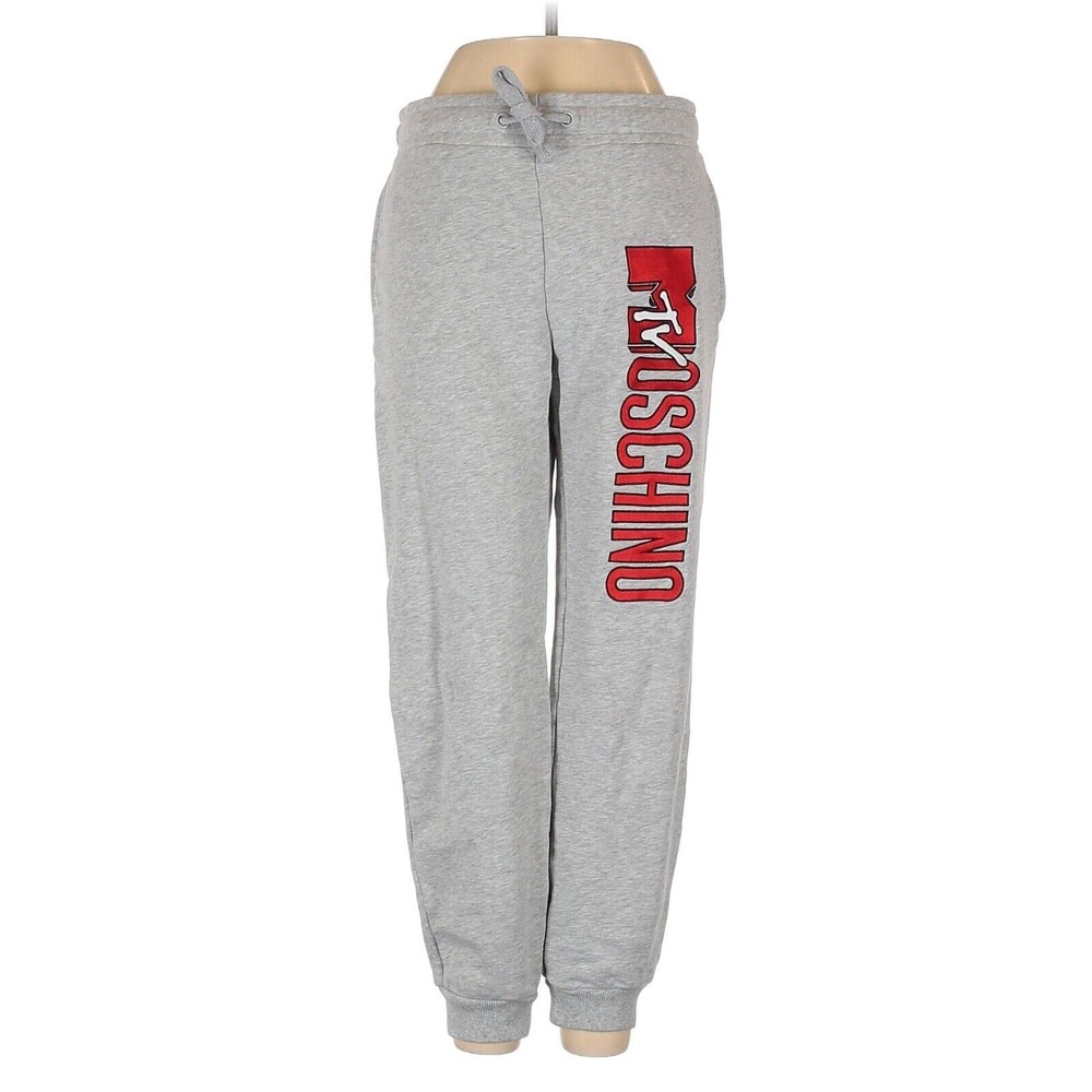 2018 MOSCHINO x H&M Gray Logo Print Jogger Pants Sweatpants - S